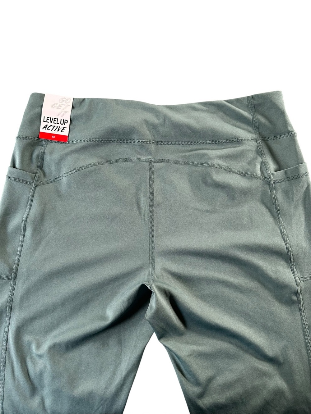 Level Up Active 1X NWT Green DryFit 4-Way Stretch Sculpt Leggings Side Pockets - Picture 5 of 10